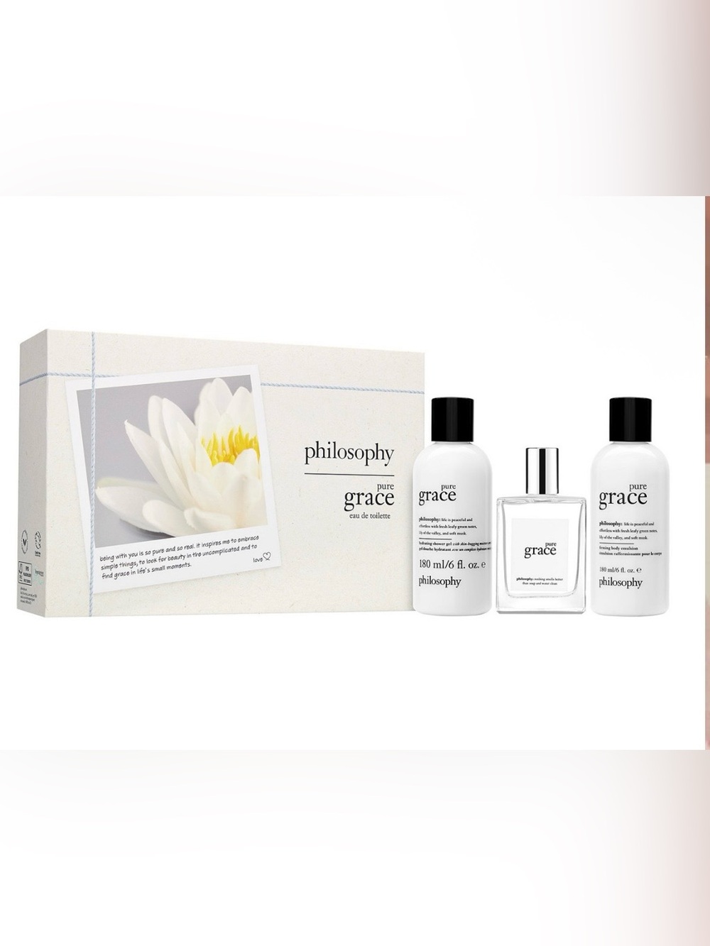 Philosophy Pure Grace Eau de Toilette 3 Three Peace Gift Set New In Box Mom